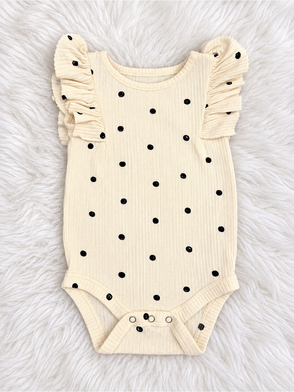 Cat & Jack Cream Polka Dot Ruffle-Sleeve Bodysuit